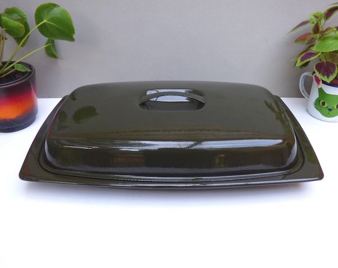 Finel Finland Enamel Roasting dish Kaj Franck 1960s classic kitchen ware.