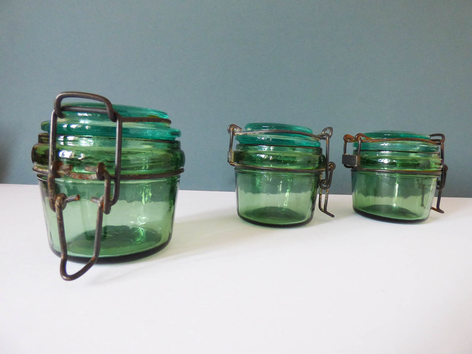 Vintage French glass storage jars l'ideale