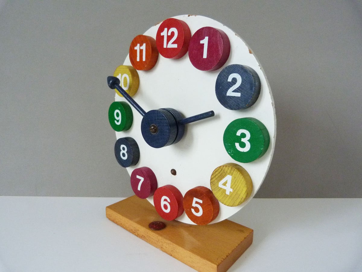 Vintage Sio wooden toy clock