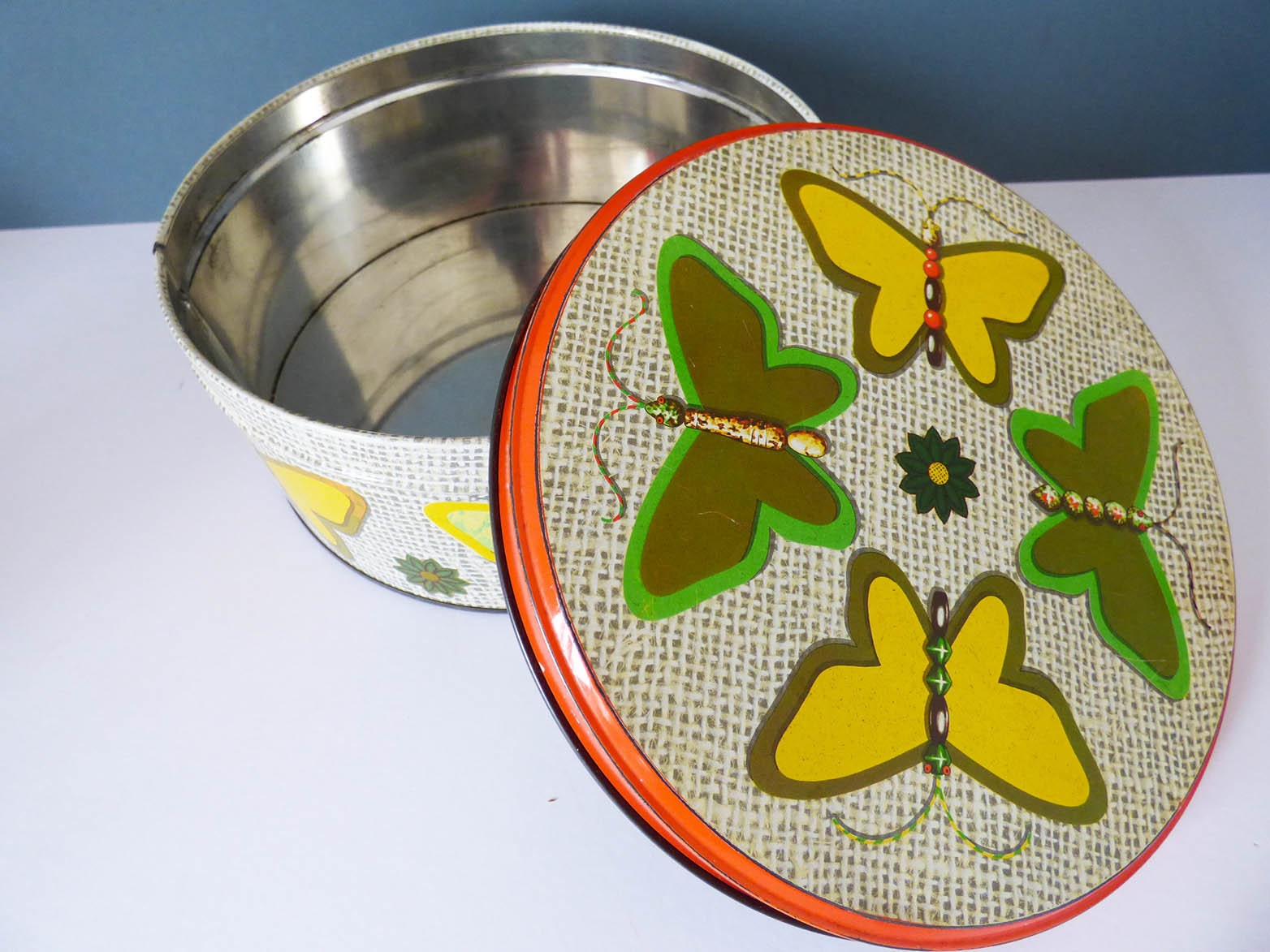 Vintage Butterfly cake tin storage tin