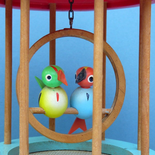 Vintage singing birds wooden toy from France