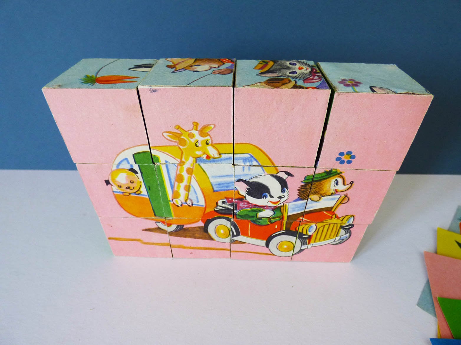 wooden picture building blocks puzzle