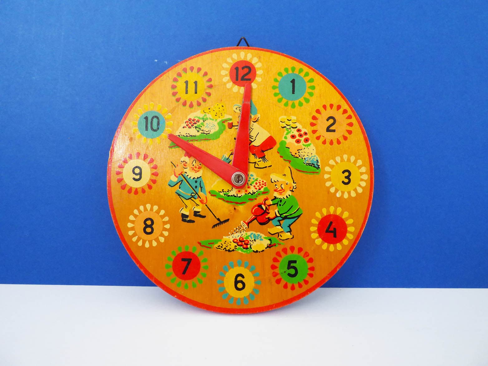 Vintage wooden toy clock