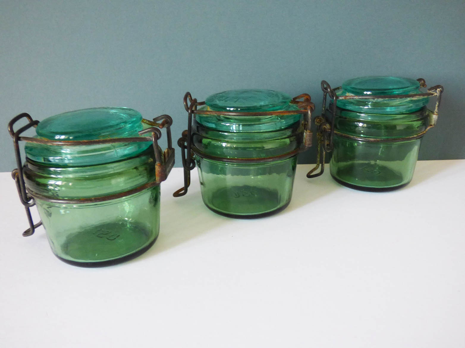 Vintage French glass storage jars l'ideale