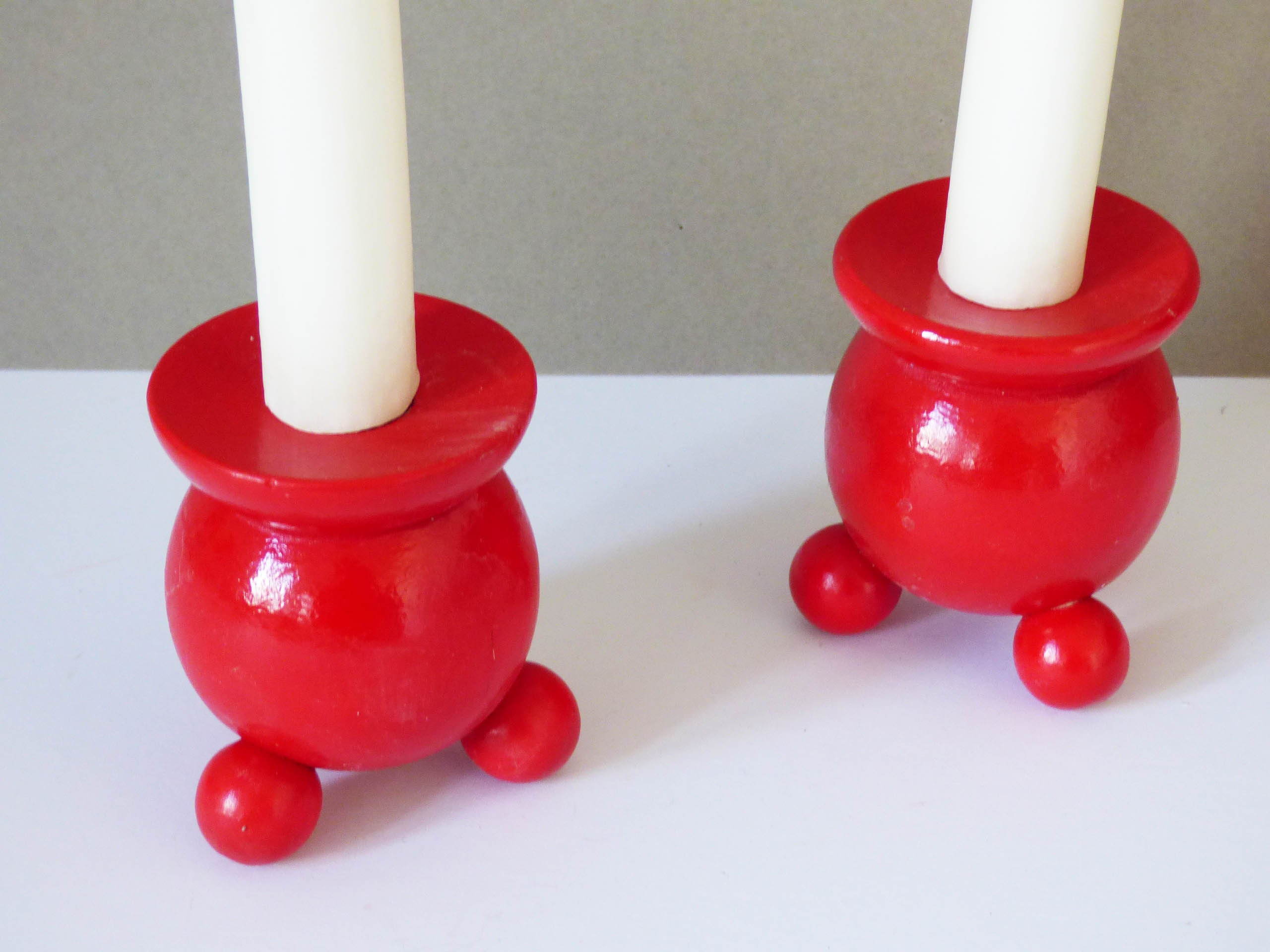 2 Wooden candle holders from Sweden