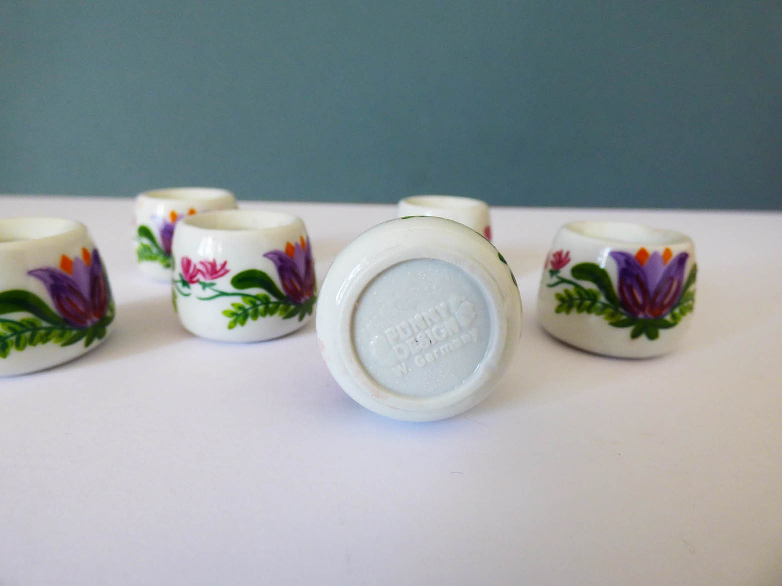 6 x Funny designs mini candle stick holders made in west Germany