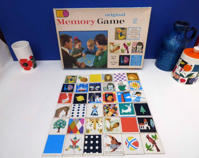 Vintage Memory game 1972 Waddington - Ravensburger  Eames - 1970s vintage collectible game - Vintage pairs matching game.