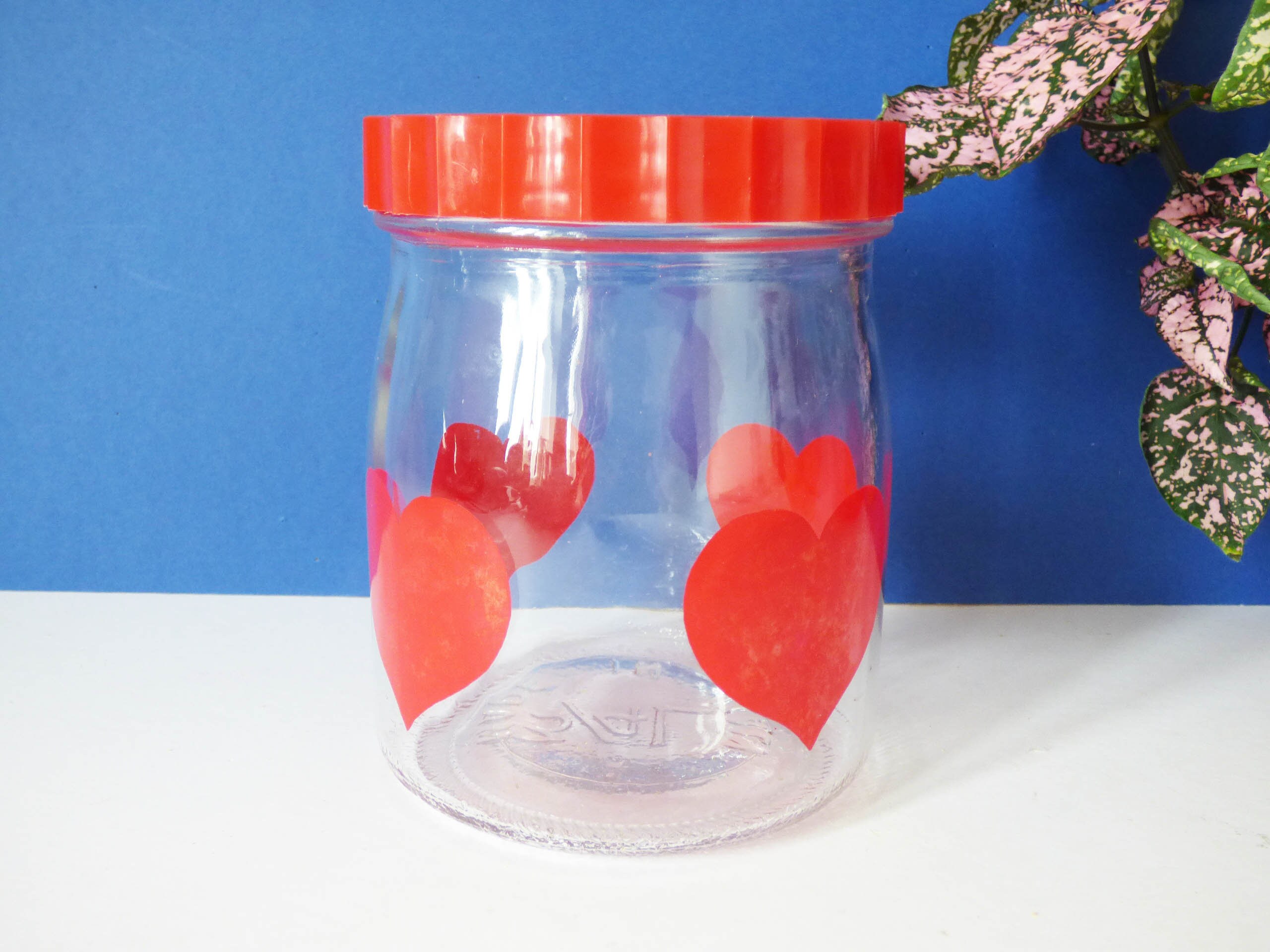 Heart Glass Storage Jar Vintage Retro