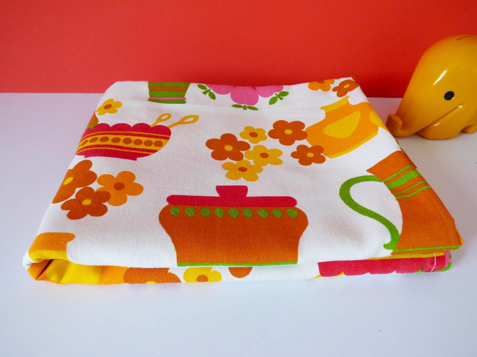 Vintage kitchen themed Fabric Material MCM Retro Single Curtain 108cm x