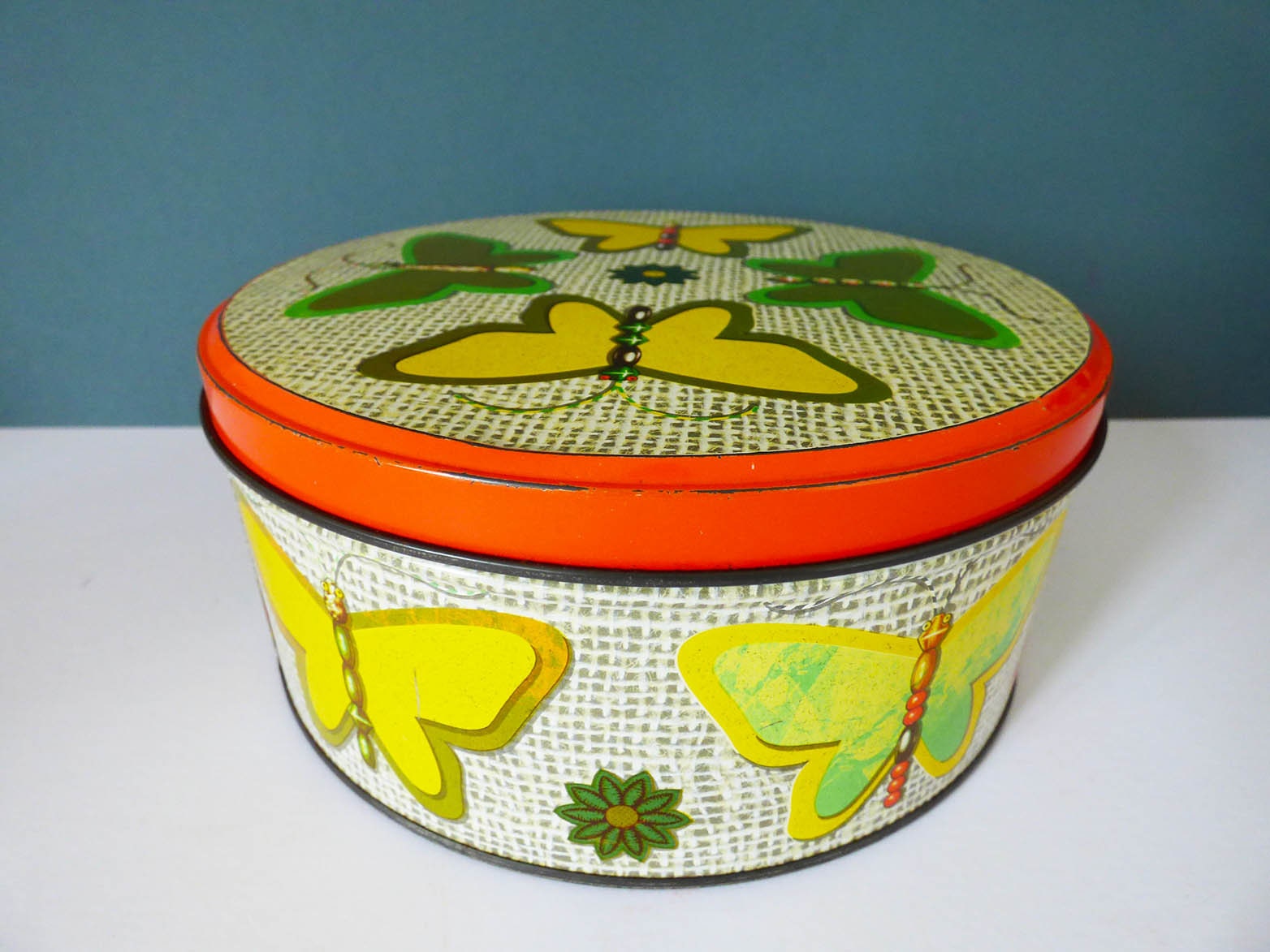 Vintage Butterfly cake tin storage tin