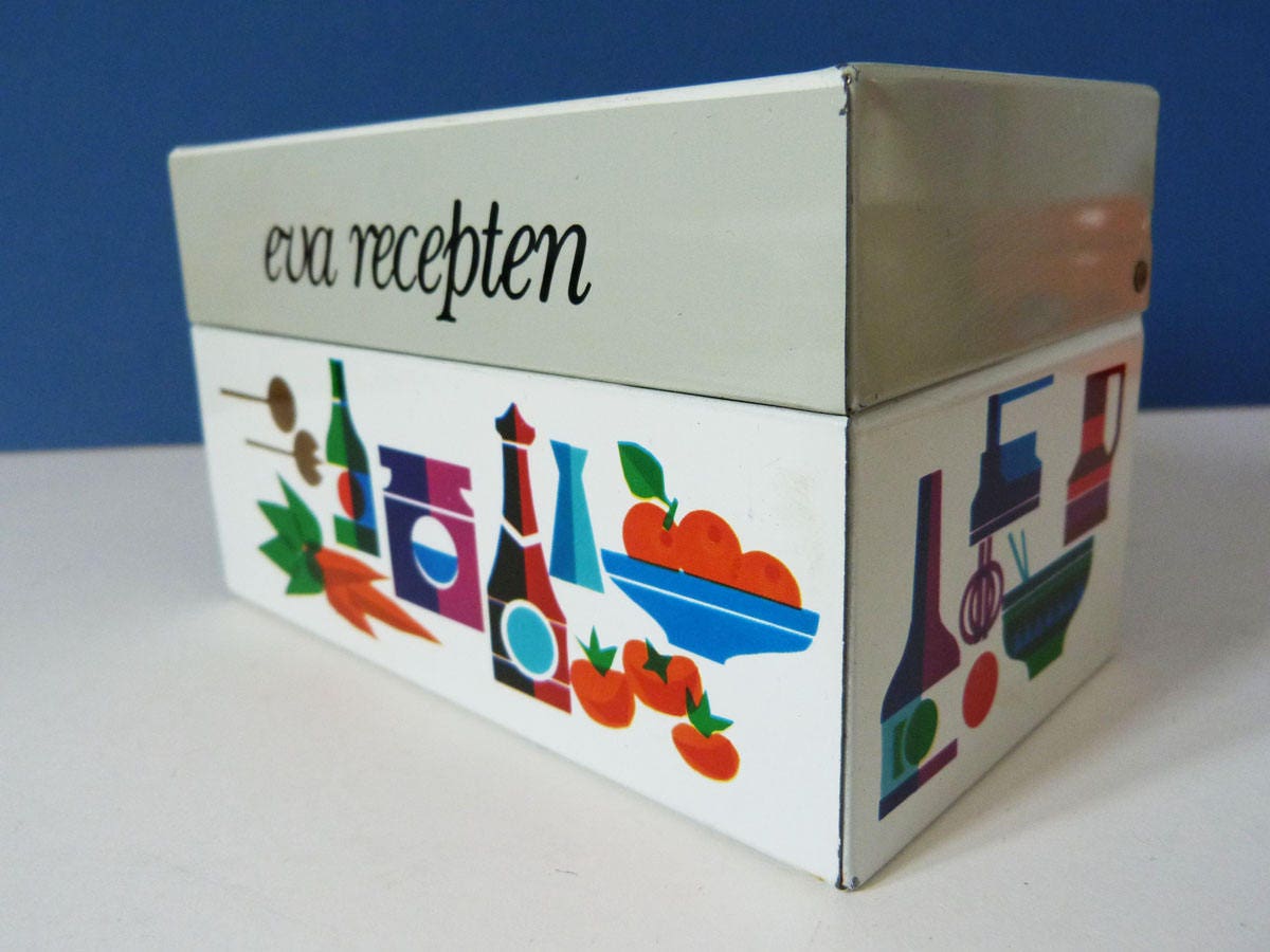 Mid century vintage recipe tin / box