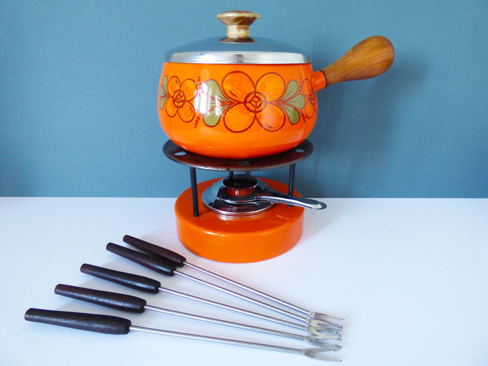 Fondue Enamel Vintage Retro 1970's