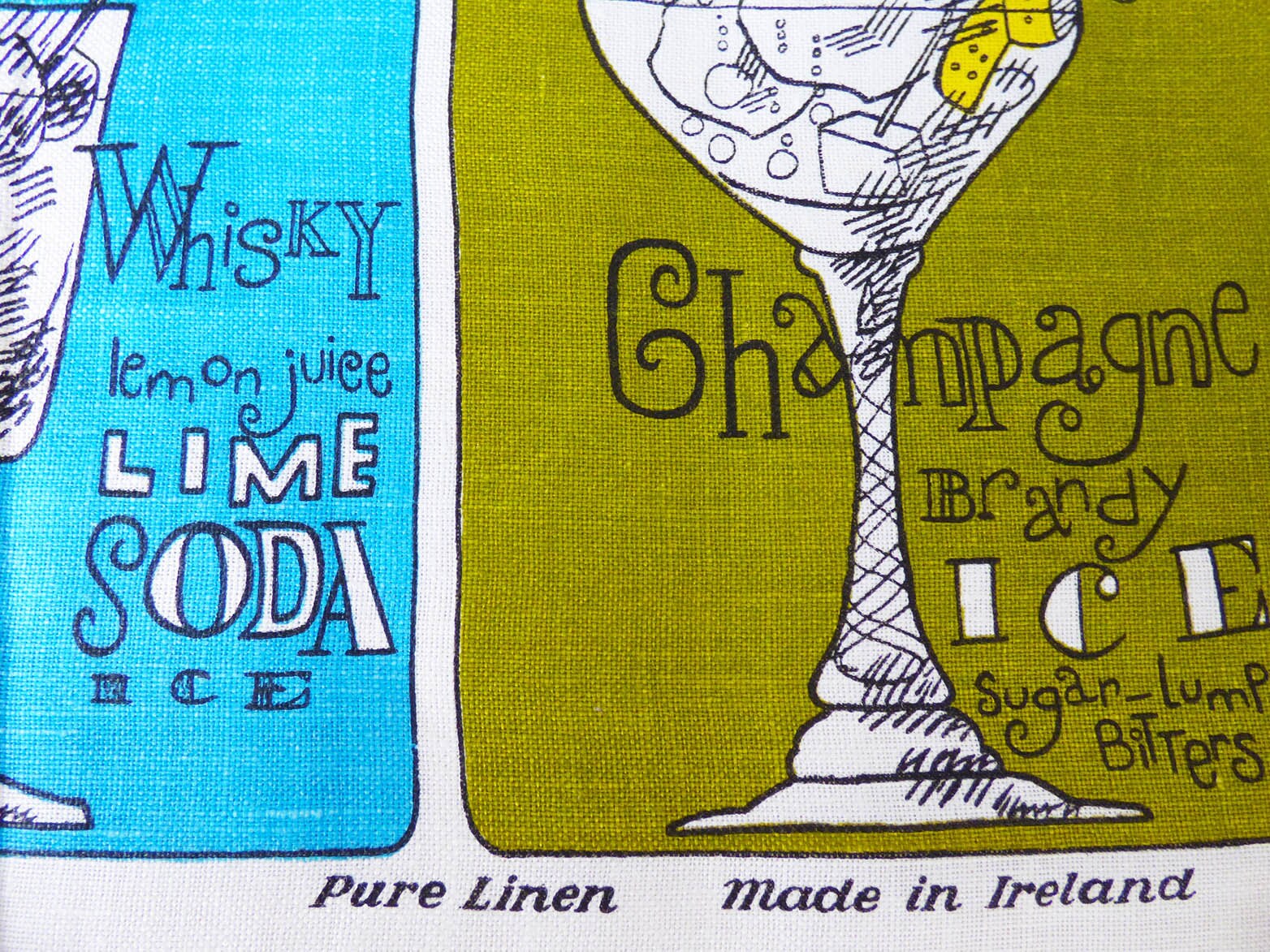 Vintage tea towel Cocktails unused.