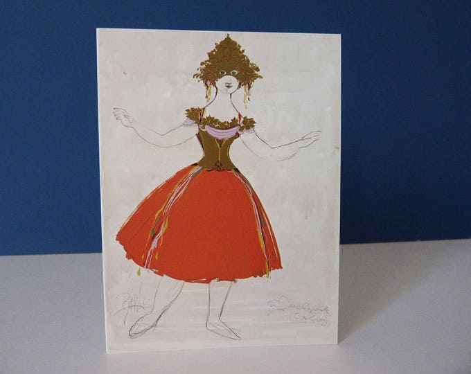 Bjorn Wiinblad - Vintage Greetings card - Costume Goddess of Folly - Danish Art Original print - MCM