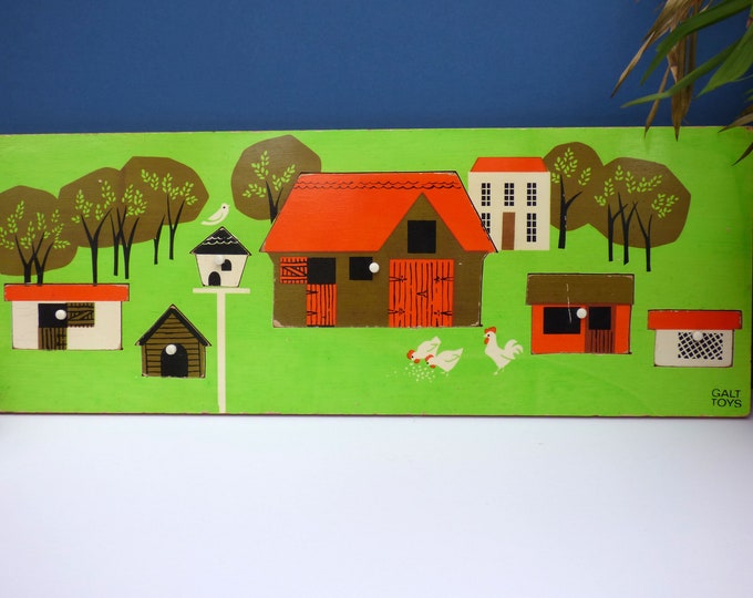 Vintage wooden Galt traffic tray jigsaw puzzle The Farm