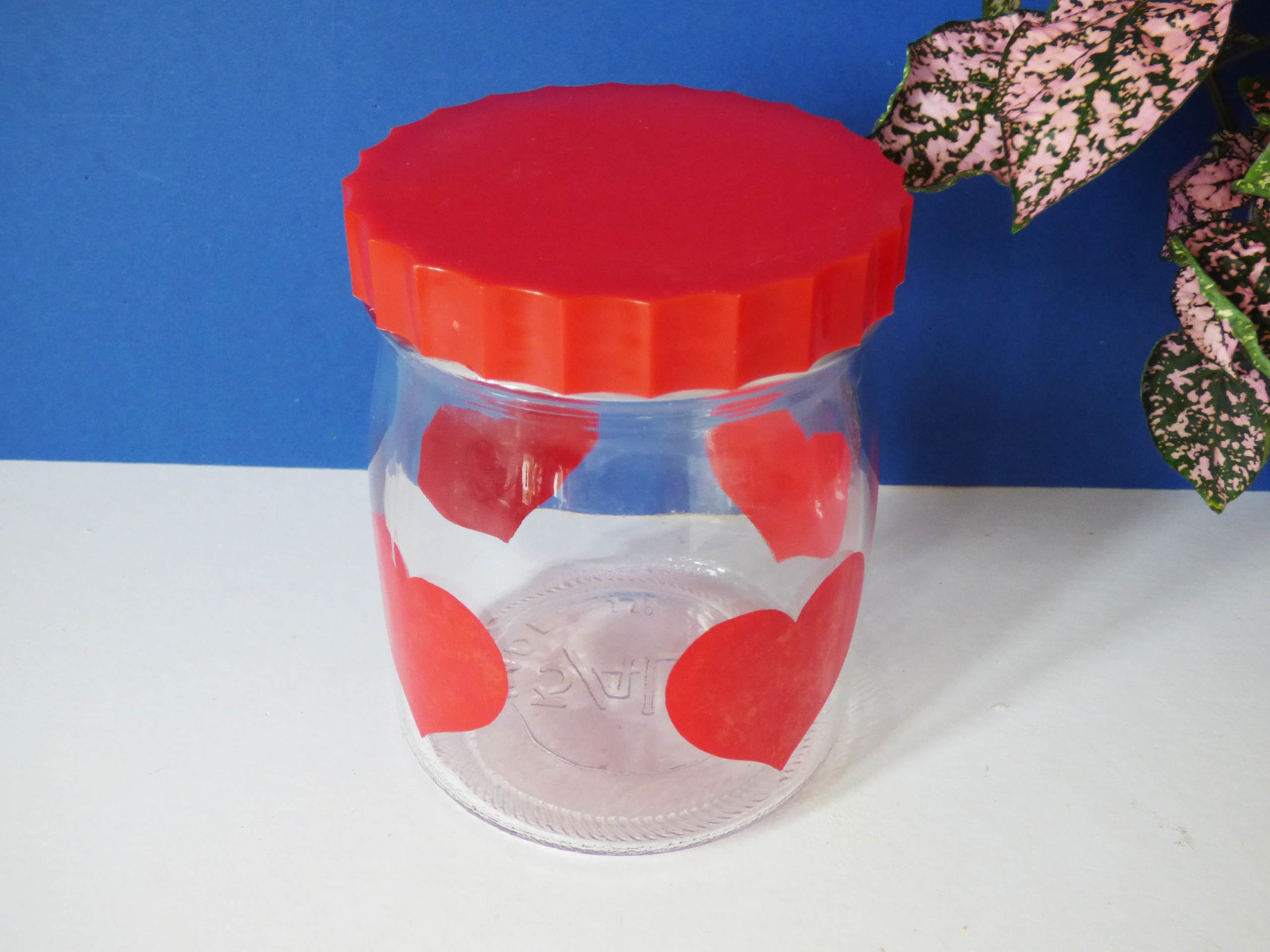 Heart Glass Storage Jar Vintage Retro
