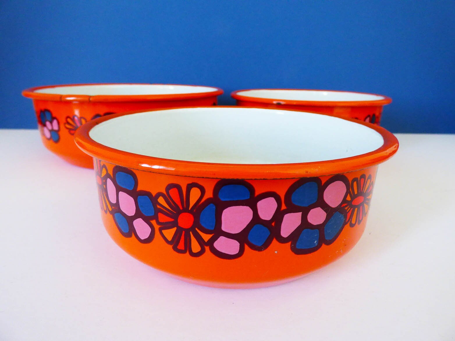 Enamel Bowls Vintage Brabantia Flower Power