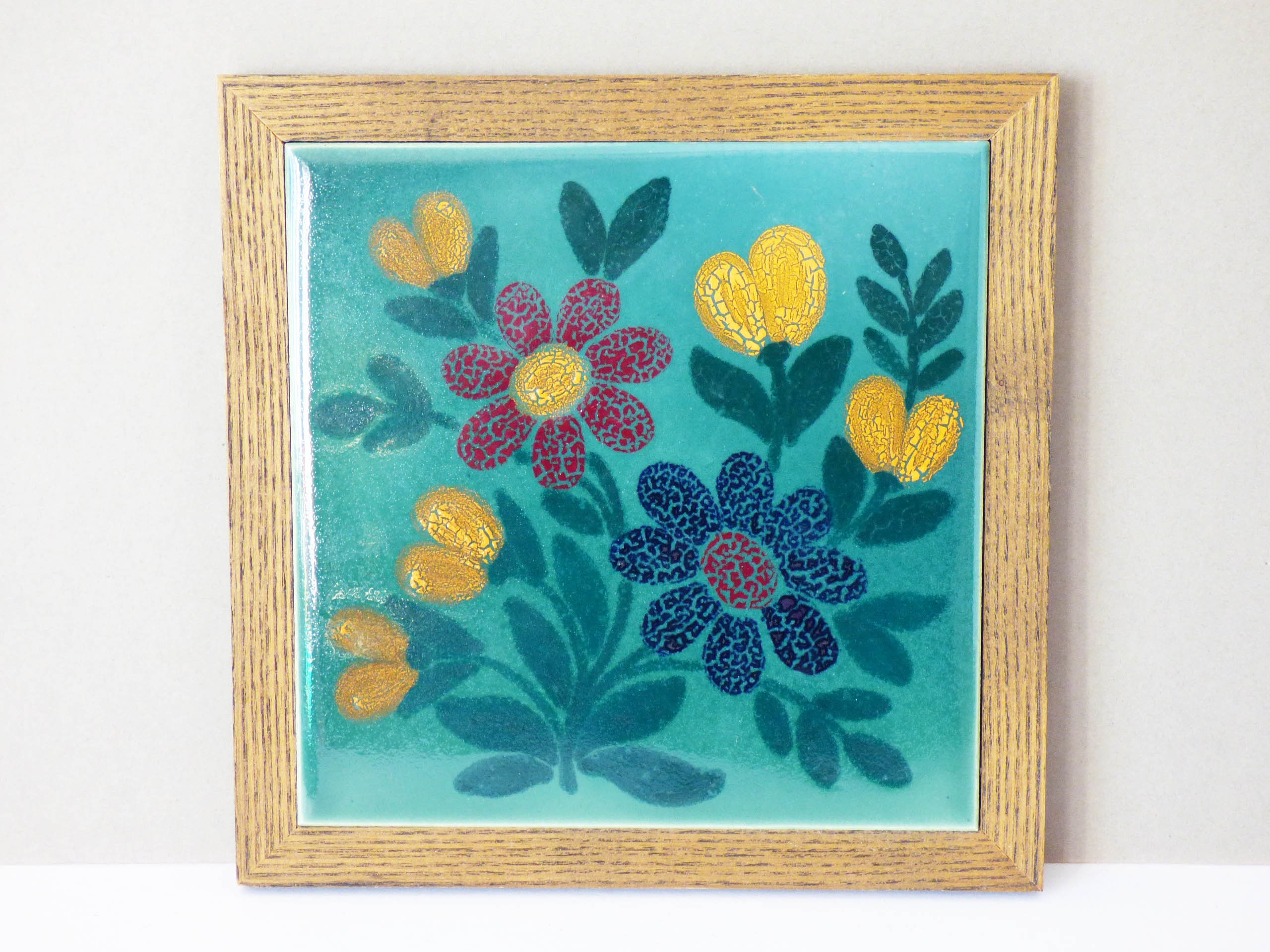 Flower tile trivet Vintage Mid Century