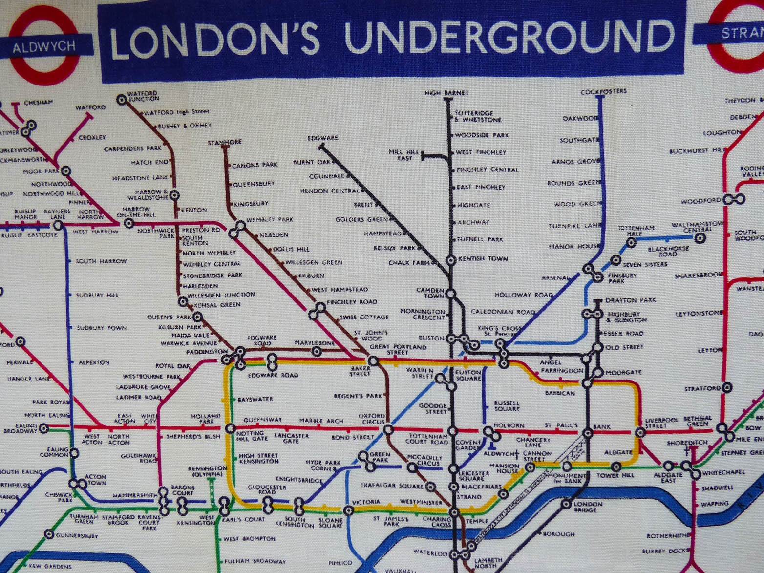 Vintage London underground tea towel