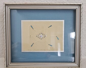 Vintage framed native american wall art "Turtle a long And healthy life" signed by artist Jan Ness.