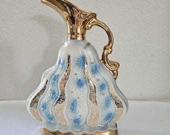 Vintage 1970 Jim Beam Regal China Ornate Blue And Gold Whiskey Decanter.