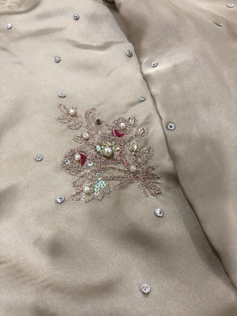 Kamdani Silk Punjabi Suit: Beige Short Kurta, Trouser & Dupatta image 12