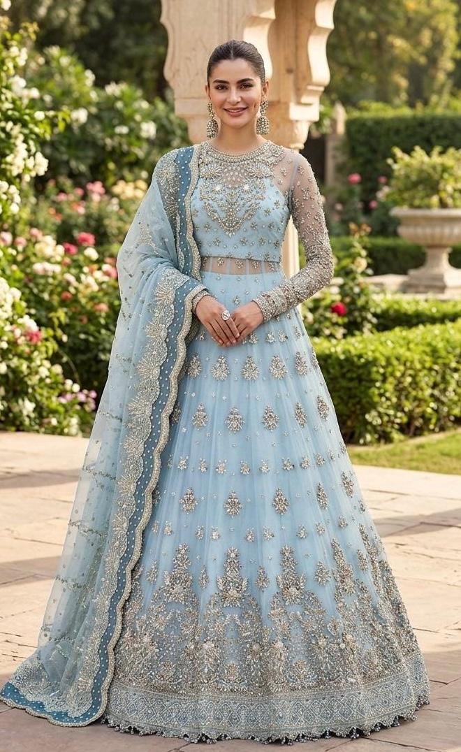 duck egg blue asian dress Duck Egg Floral Satin Wrap Frill Dress – AX Paris main image 0