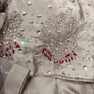 Kamdani Silk Punjabi Suit: Beige Short Kurta, Trouser & Dupatta image 8
