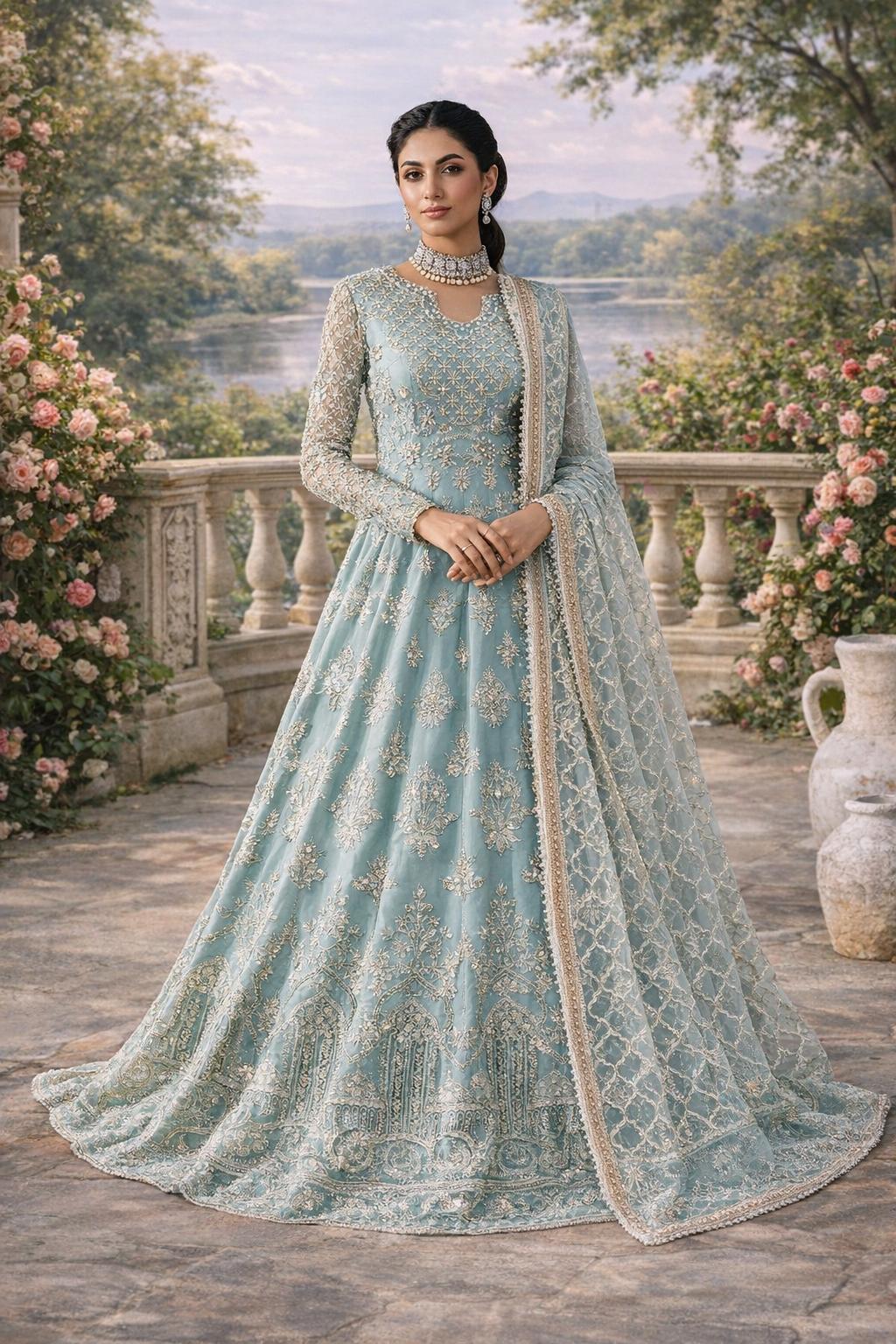 blue and gold asian dress Ice Blue Asian Dress