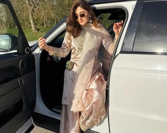 Silk Farshi Shalwar Kameez: Pakistani Wedding Mehndi Dress