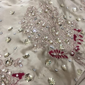Kamdani Silk Punjabi Suit: Beige Short Kurta, Trouser & Dupatta image 11