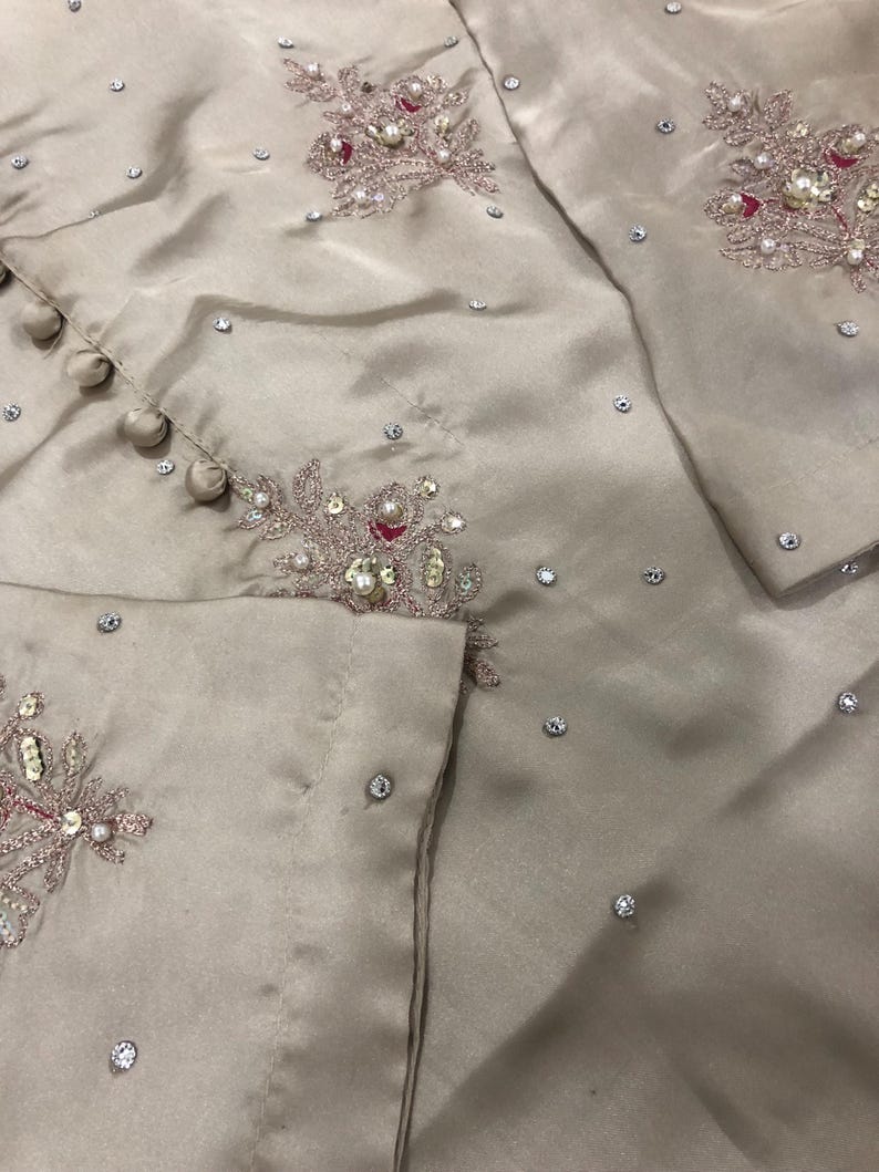 Kamdani Silk Punjabi Suit: Beige Short Kurta, Trouser & Dupatta image 6