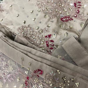Kamdani Silk Punjabi Suit: Beige Short Kurta, Trouser & Dupatta image 10