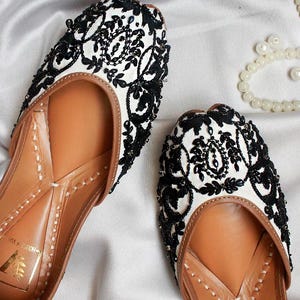 Handmade Stone Beaded Jutti Shoes – Bridal Flats | Traditional Indian Khussa | Wedding Footwear | Ethnic Pearl Mojari | Free shipping