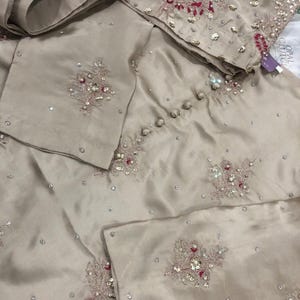 Kamdani Silk Punjabi Suit: Beige Short Kurta, Trouser & Dupatta image 13