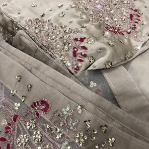 Kamdani Silk Punjabi Suit: Beige Short Kurta, Trouser & Dupatta image 14