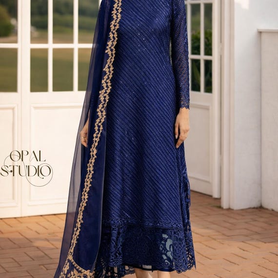 chiffon pakistani dress for women Avir  Luxury Pakistani Chiffon Suit in Ice Blue for Women Abroad