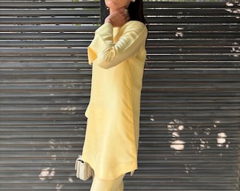 Seide Shalwar Kameez Set: Sheesha Seide Tunika, Wunschfarben
