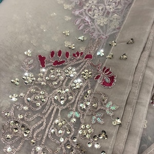 Kamdani Silk Punjabi Suit: Beige Short Kurta, Trouser & Dupatta image 9