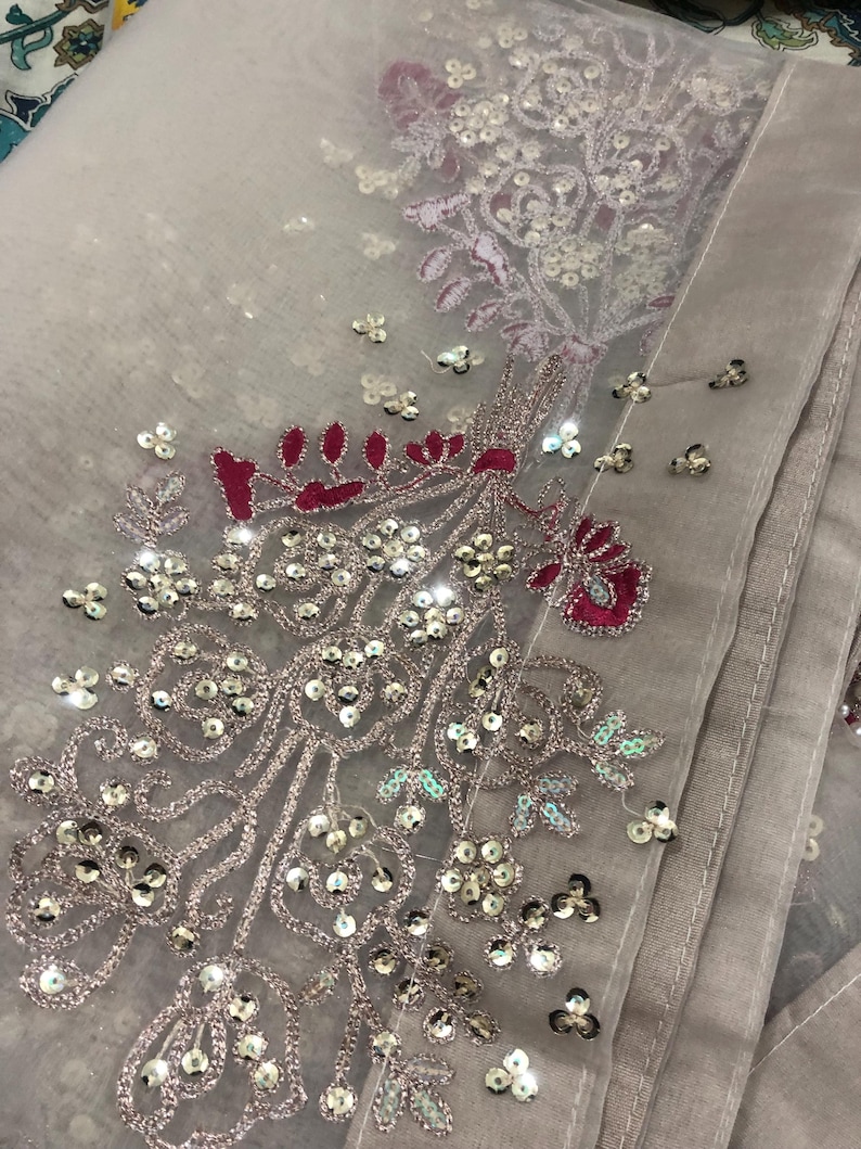 Kamdani Silk Punjabi Suit: Beige Short Kurta, Trouser & Dupatta image 9