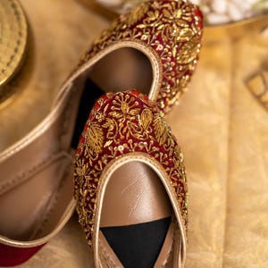 Velvet Rouge – Maroon Bridal Khussa EmbroideryJutti for women, handmade genuine punjabi jutti/khussa/mojari/flats