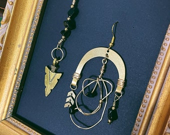 Obsidian Asymmetrical Earrings - OOAK