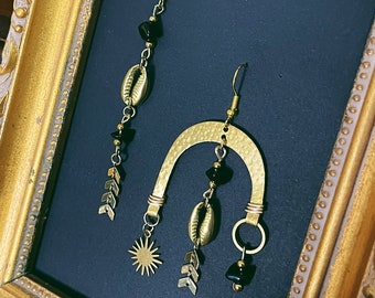 Obsidian Asymmetrical Earrings - OOAK