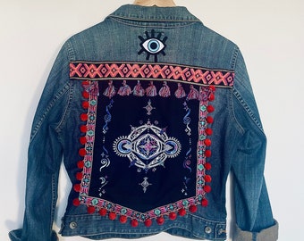 Mandala Art Jacket - Sacred Geometry Denim