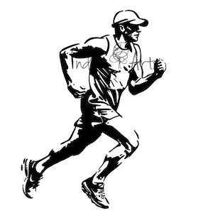Läufer Clipart für den persönlichen und kleinen kommerziellen Gebrauch Digital Download Hi Res Printable von Kerl 2 PNGs Regular + Inverse 5k Runner