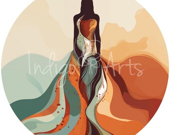 Woman Silhouette PNG Digital Download Mod Woman Beautiful Female Silhouette with Dress African Mother Nature Strong Black Woman Clipart