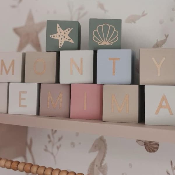 Personalised Hand-Painted Wooden Name Blocks: Nursery Decor Keepsake