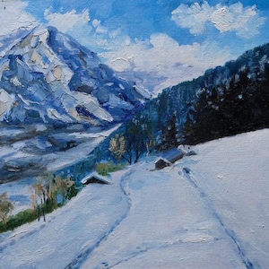 Austrian mountains - original oil on canvas landscape