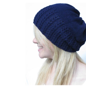 Faux Cable Slouchy Hat Knitting Pattern PDF image 1