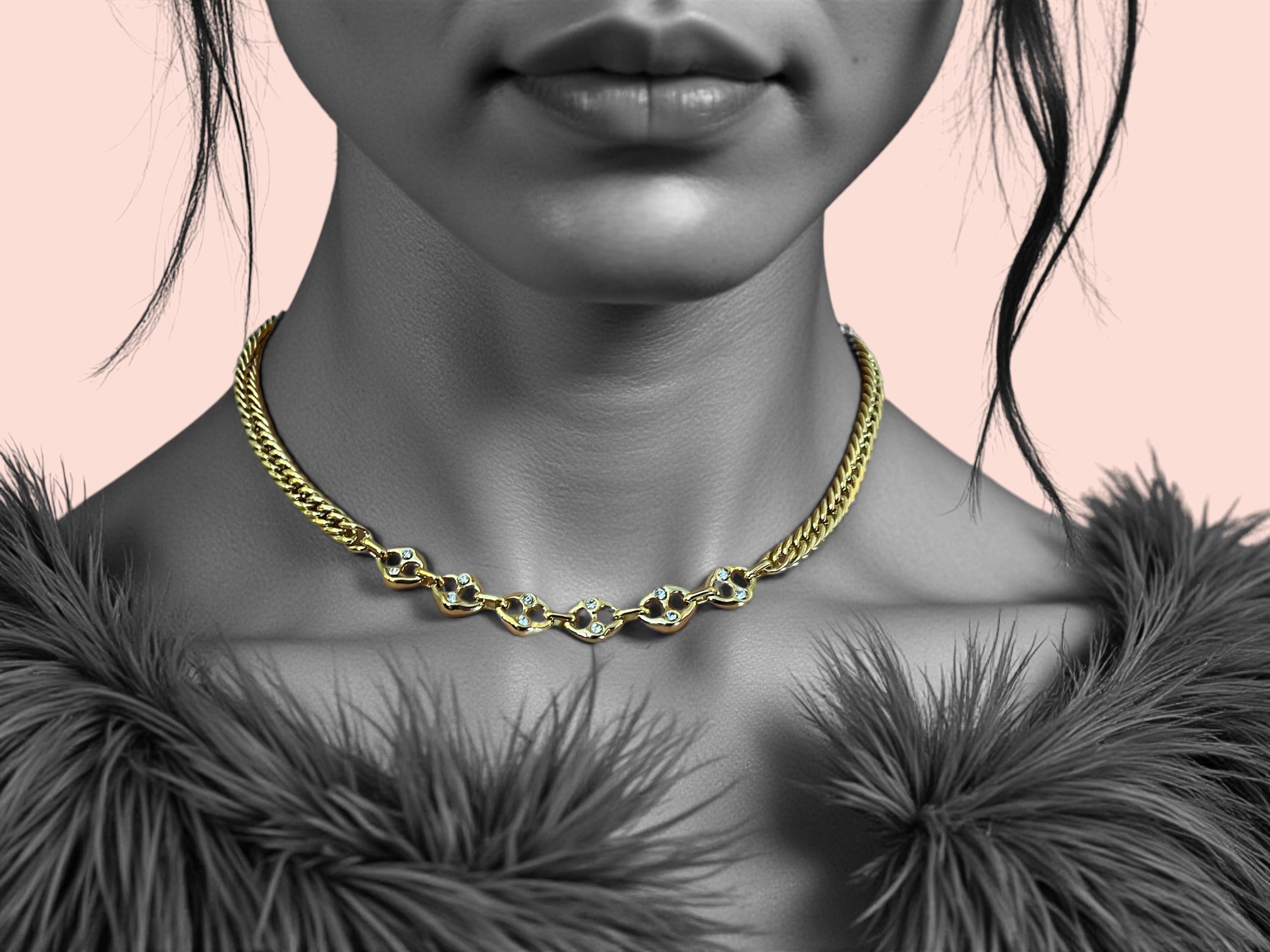 アクセサリー OLD GUCCI ID Plate Ball Chain Choker Gucci Ladies Boule Choker Necklace In Silver, Size XL